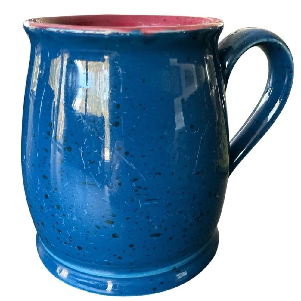 Vintage Colours By Alexander Julian Coffee Mugs Set of 3 Speckled Blue & Maroon